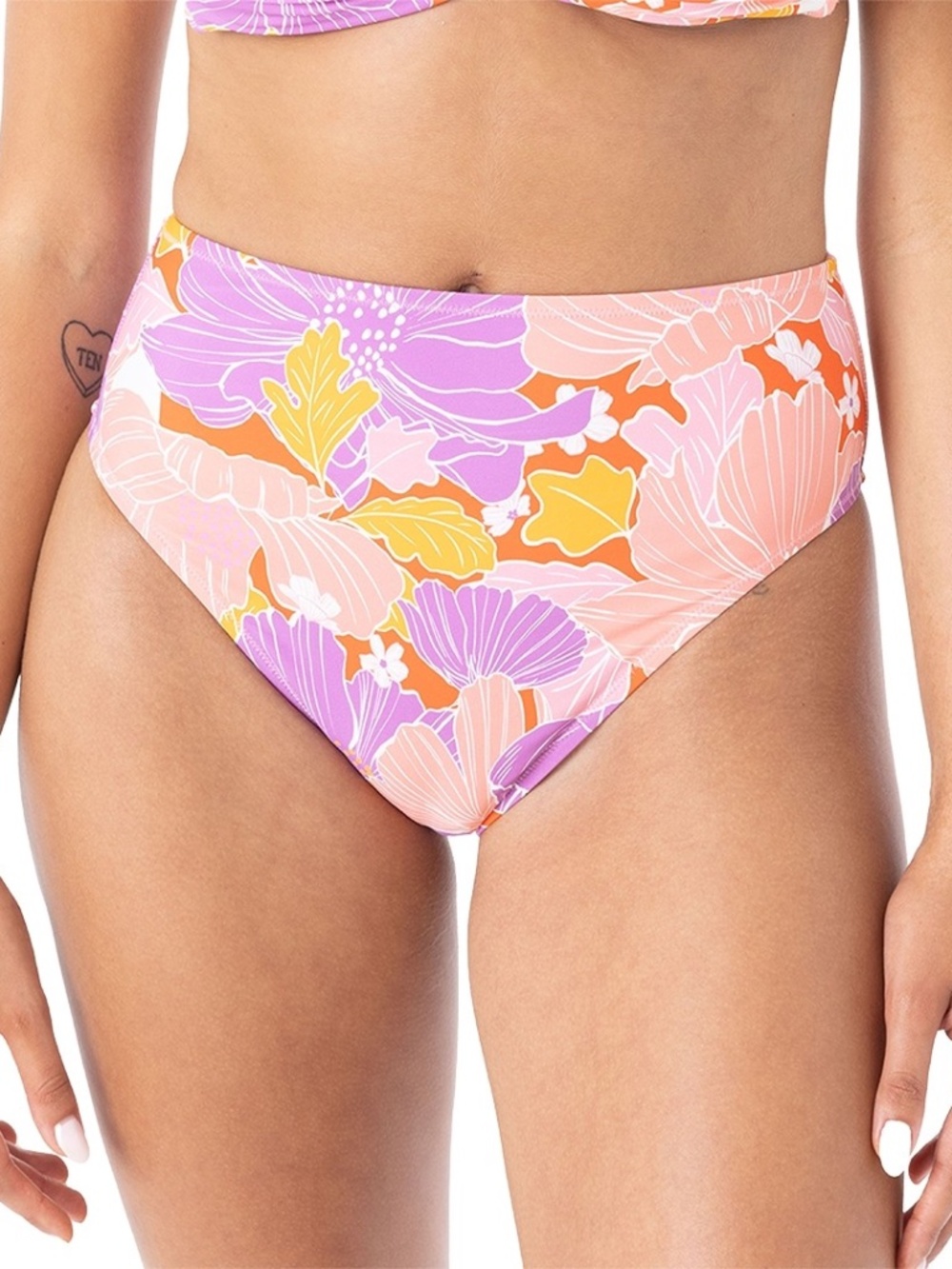 Roxy Juniors' Bell Bottom Blooms High Waist Bikini Bottoms - Purple